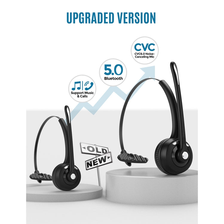 Auriculares Inalámbricos Mono Bluetooth 5.0 Para Empresas Atención Al Cliente (Negro)
