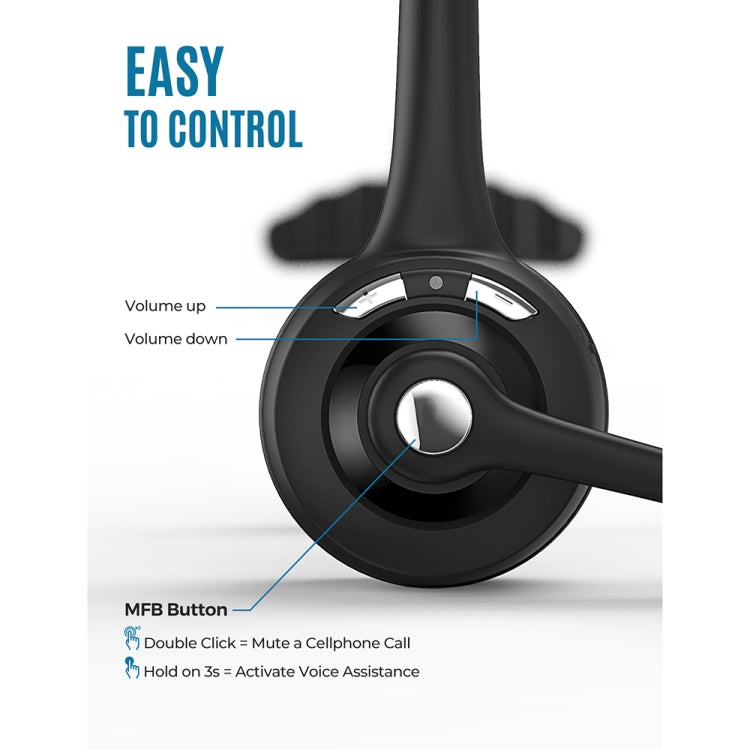 Auriculares Inalámbricos Mono Bluetooth 5.0 Para Empresas Atención Al Cliente (Negro)