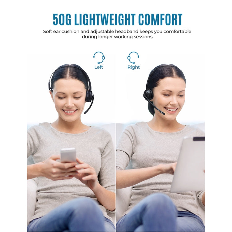 Auriculares Inalámbricos Mono Bluetooth 5.0 Para Empresas Atención Al Cliente (Negro)