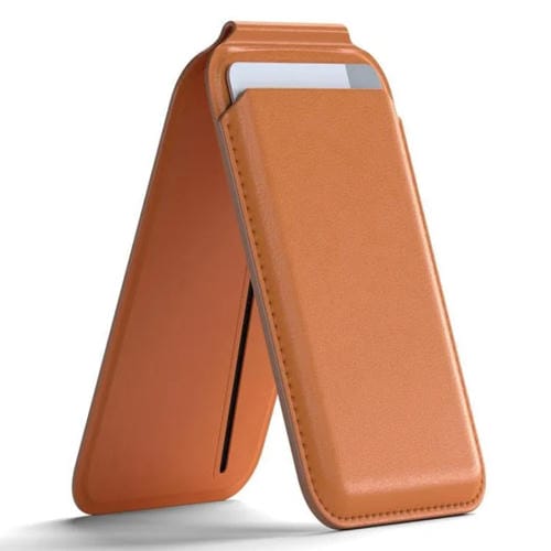 Tarjetero Tipo Billetera para iPhone 16/15/14/13 Series Magsafe con Soporte Ajustable (Marrón Dorado)