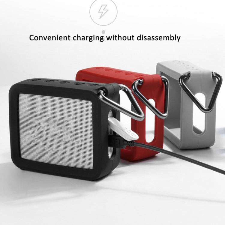 Funda de silicona para altavoz JBL Go 2 con correa de mano de PU roja