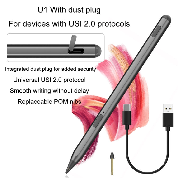 Lápiz Óptico para Tableta con Protocolo USI 2.0 Antifalsificación Táctil (Gris)