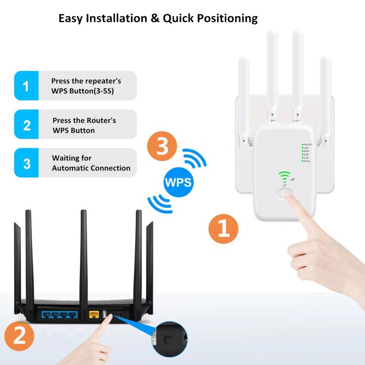 Repetidor Inalámbrico Urant U11 300 Mbps 2,4 GHz Amplificador Señal WIFI Compatible Configuración Rápida WPS Enchufe Europeo (Negro)