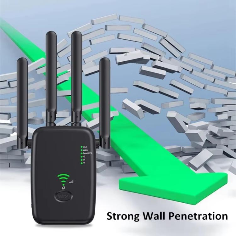 Repetidor Inalámbrico Urant U11 300 Mbps 2,4 GHz Amplificador Señal WIFI Compatible Configuración Rápida WPS Enchufe Europeo (Negro)