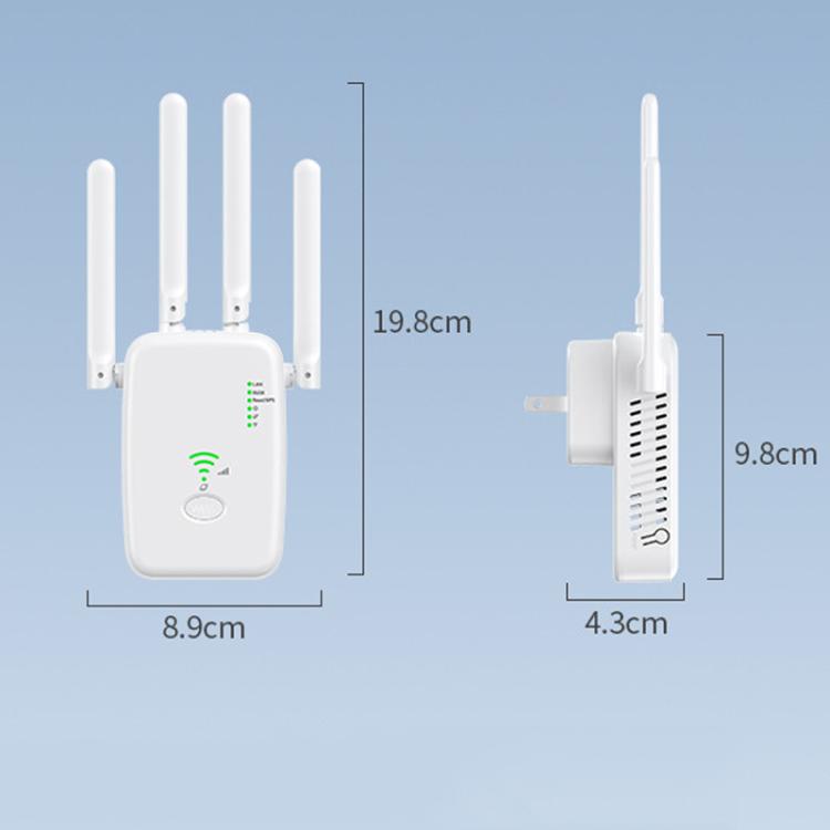 Repetidor Inalámbrico Urant U11 1200 Mbps Amplificador Señal WIFI 2,4G 5,8G WPS Enchufe Británico (Blanco)