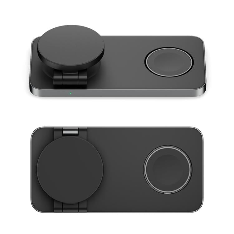 Base de carga inalámbrica magnética plegable T8 3 en 1 para Apple Watch, iPhone y AirPods (Negro)