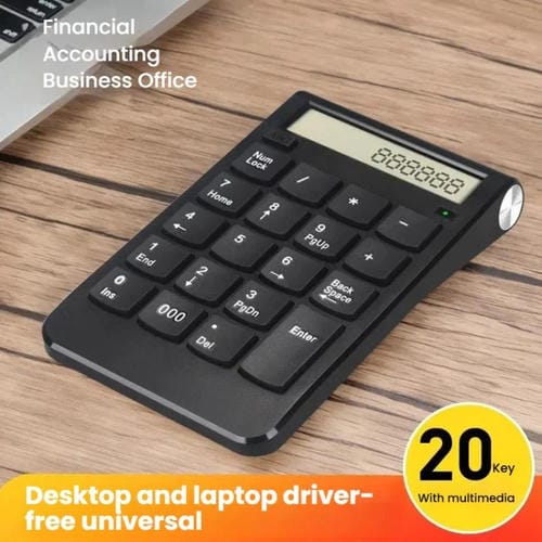 Teclado Numérico Digital Inalámbrico Recargable con Pantalla de Modo Dual 2,4 G para Cajero de Oficina