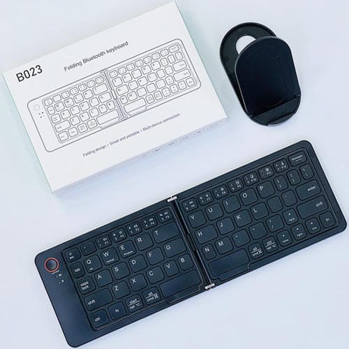Teclados Inalámbricos Portátiles Plegables Mini B023 con Bluetooth para Teléfono Celular y Computadora (Negro)