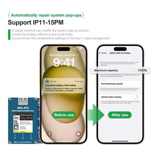 Batteriezustandsprüfer Relife Xa2 Pro Kabelloses Effizienzkontrollgerät mit Popup-Fenster