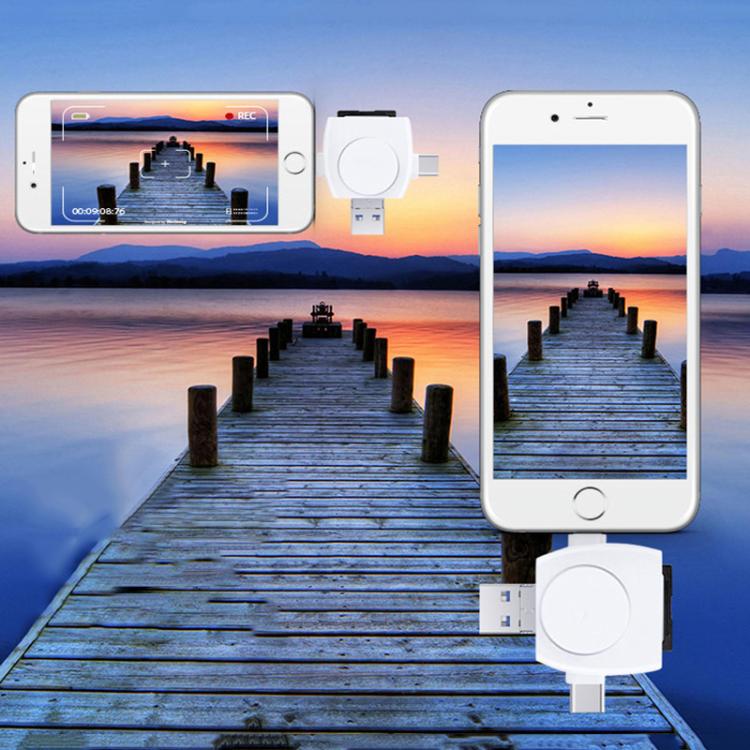Lector de Tarjetas Multifunción 6 en 1 USB-A a USB-C Tipo-C Micro USB (Blanco)