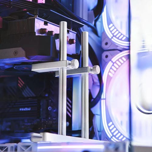 Soporte para Tarjeta Gráfica Finalcool de Aleación de Aluminio Ajustable, Posición Ventilador Chasis, 8 cm (Plateado)