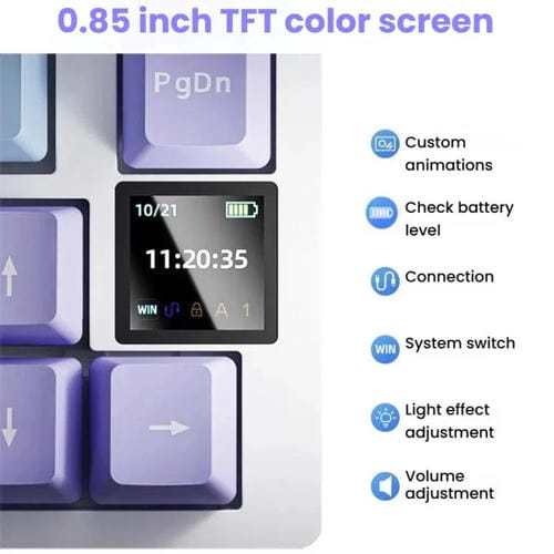 Teclado Mecánico para Juegos Ajazz Ak820 Pro Inalámbrico Bluetooth Trimodo Personalizado Junta Intercambiable en Caliente Pantalla TFT (Negro Axis)
