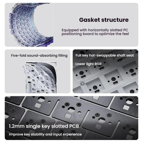 Teclado Mecánico para Juegos Ajazz Ak820 Pro Inalámbrico Bluetooth Tres Modos Junta Intercambiable Pantalla TFT (Flying Fish Spindle Negro)