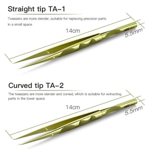 Titanium Maant Tweezers, Small Anti-statics Pick Up Hairs in Bird's Nest Shape, Repair Tool (Pink) Straight