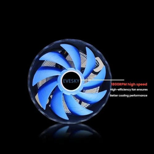 Ventilador de Refrigeración Evesky para CPU de Ordenador 800-2000 Rpm Compatible con Zócalos Intel Lga 1155/1156/775 y AMD Am4/Am5