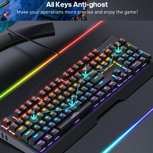 Teclado mecánico iMICE GK-400 para juegos con cable USB y RGB (Inglés)
