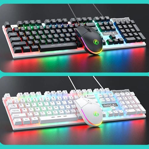 Juego teclado y ratón iMICE AN-350 para juegos con cable teclas suspendidas sensación mecánica (Negro)