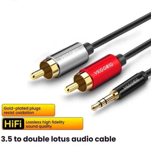 Cable de audio VEGGIEG 3,5 mm a 2 RCA para altavoces móvil y ordenador (8 m)