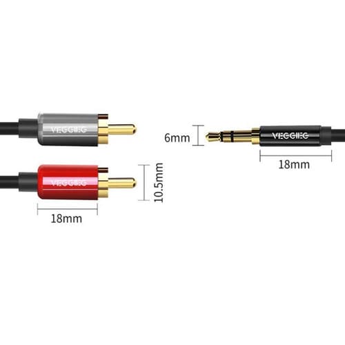 Cable de audio VEGGIEG 3,5 mm a 2 RCA para altavoces móvil y ordenador (3 m)