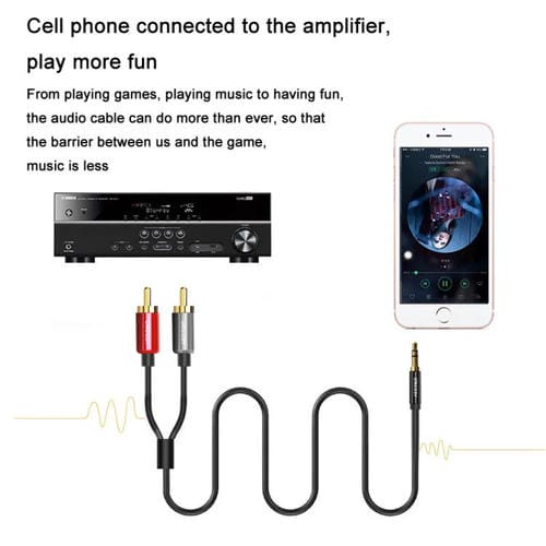Cable de audio VEGGIEG 3,5 mm a 2 RCA para altavoces móvil y ordenador (2 m)