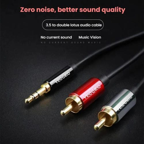 Cable de audio VEGGIEG 3,5 mm a 2 RCA para altavoces móvil y ordenador (5 m)