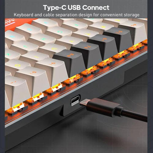 Teclado mecánico iMICE GK-690 con cable tipo C (Negro, Naranja y Blanco)