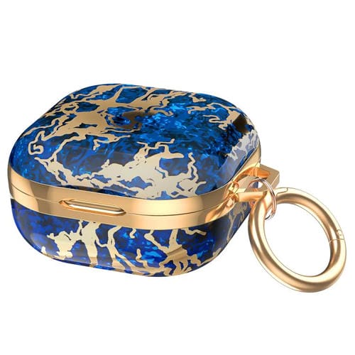 Funda protectora de TPU AhaStyle DD-WG01 para auriculares Samsung Galaxy Buds Pro / Live / 2 / 2 Pro / FE, diseño de mármol azul dorado