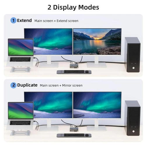 Conmutador KVM KVEVE KC-KVM202CH USB 3.0 con dos monitores, 4K, 60 Hz, enchufe británico