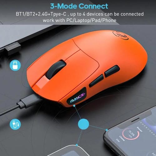 Ratón inalámbrico iMICE G900 para juegos 6 teclas 12800 DPI recargable tres modos (Blanco)