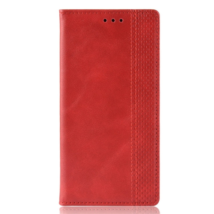 Estuche de Cuero con Tapa Horizontal con Textura Retro y Hebilla Magnética para Xiaomi Mi Play, con Soporte, Ranuras para Tarjetas y Billetera (Rojo)