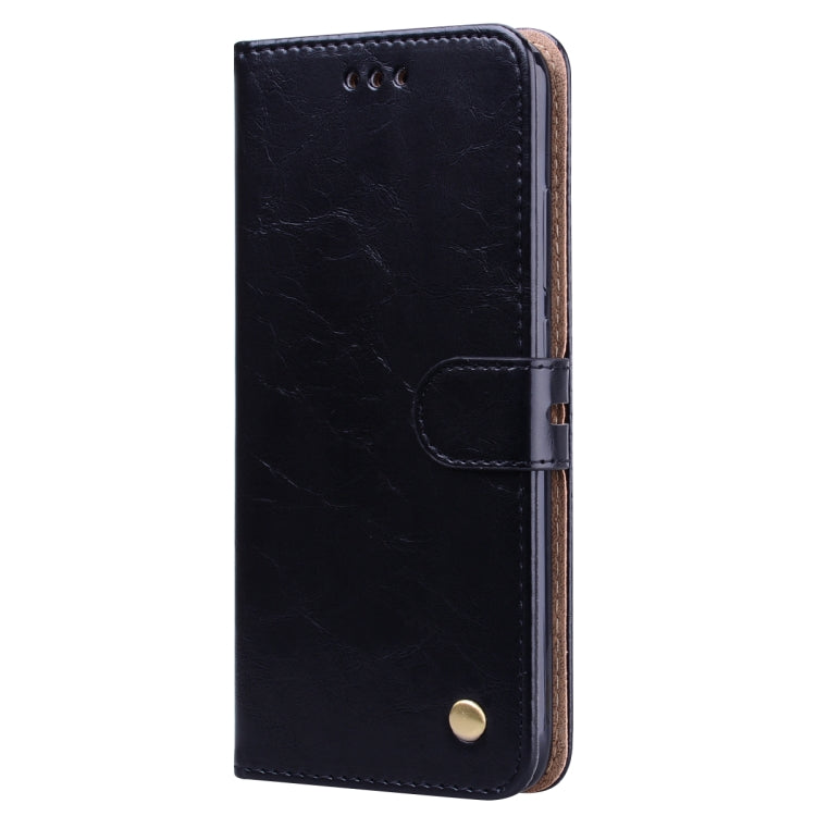 Estuche de Cuero con Tapa Horizontal con Textura de Cera de Aceite de Estilo Empresarial para Xiaomi Redmi Note7, con Soporte, Ranuras para Tarjetas y Billetera (Negro)