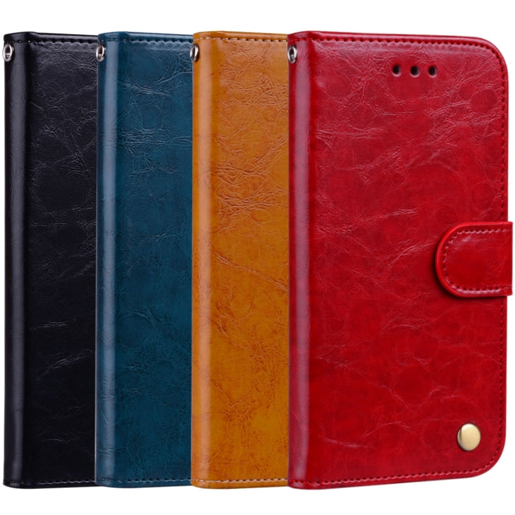 Estuche de Cuero con Tapa Horizontal con Textura de Cera de Aceite de Estilo Empresarial para Xiaomi Redmi Note7, con Soporte, Ranuras para Tarjetas y Billetera (Rojo)