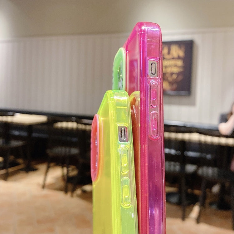 Para iPhone 15 Caja de Teléfono de TPU Transparente con Marco de Lente de Contraste de Color (Negro + Rojo Rosa) - MOVILSTORE