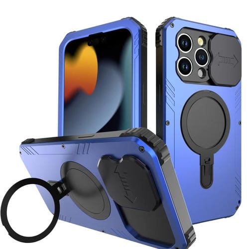 Para iPhone 15 Camera Shield Magsafe Holder Life Funda Impermeable para Teléfono (Azul) - MOVILSTORE