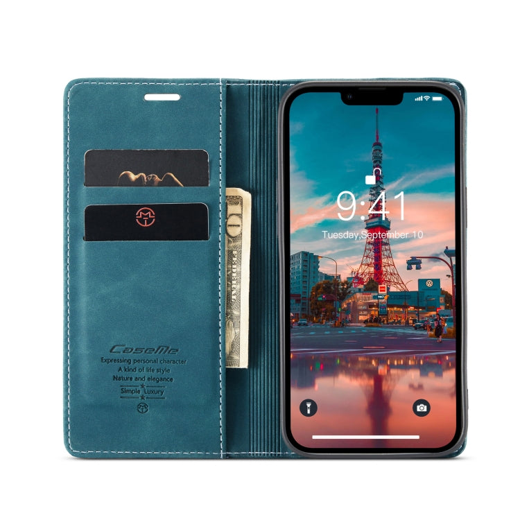 Para iPhone 15 Caseme 013 Funda para Teléfono de Cuero con Tapa Horizontal Multifuncional (Azul) - MOVILSTORE