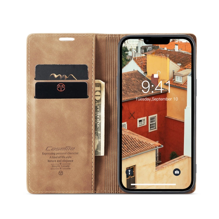 Para iPhone 15 Caseme 013 Funda para Teléfono de Cuero con Tapa Horizontal Multifuncional (Marrón) - MOVILSTORE