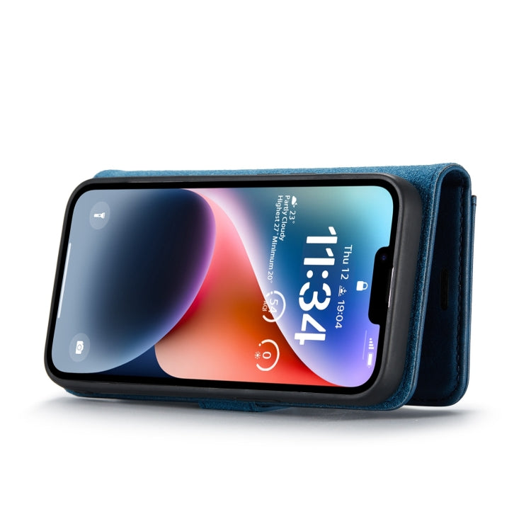 Para iPhone 15 Dg.Ming Funda para Teléfono de Cuero Magnético Desmontable con Textura Crazy Horse (Azul) - MOVILSTORE
