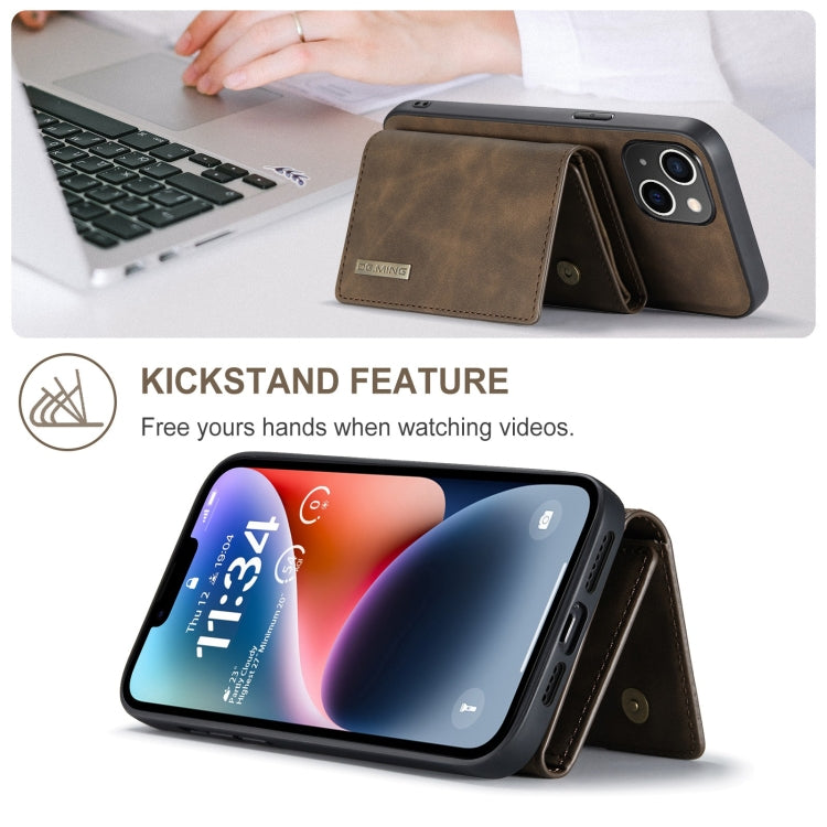 Para iPhone 15 Dg.Ming M1 Series Funda de Cuero para Teléfono con Billetera Múltiple de 3 Pliegues (Café) - MOVILSTORE