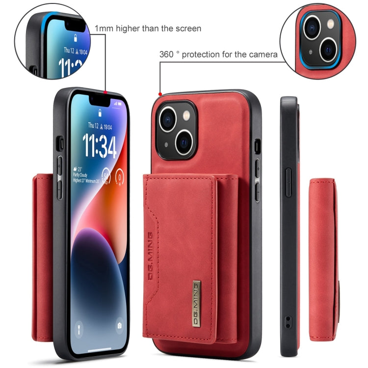 Para iPhone 15 Dg.Ming M2 Series Funda de Cuero para Teléfono con Bolsa para Tarjetas de 3 Pliegues (Rojo) - MOVILSTORE