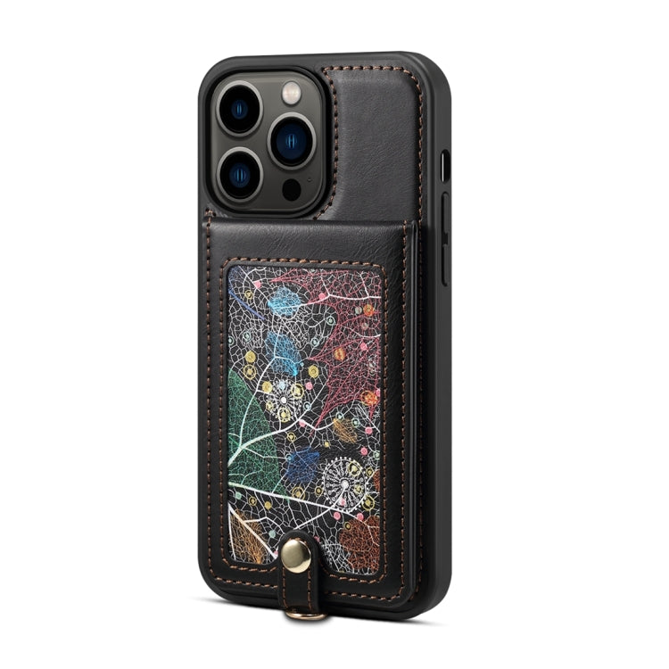 Para iPhone 15 Eseble Star Series Funda para Teléfono con Ranura para Tarjeta y Soporte para Cordón (Negro) - MOVILSTORE