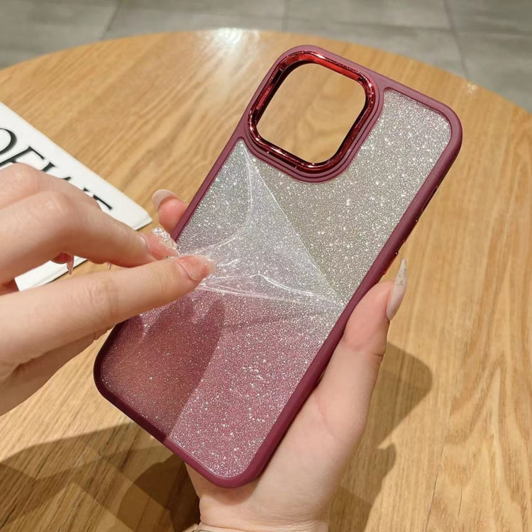 Para iPhone 15 Estuche de Acrílico para Teléfono con Galvanoplastia con Brillo Degradado (Negro) - MOVILSTORE