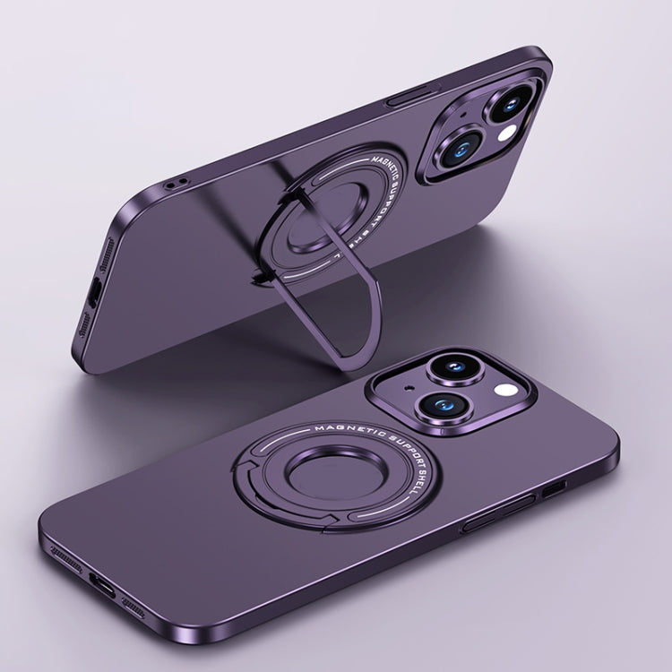 Para iPhone 15 Estuche Magnético para Teléfono Magsafe Mate con Soporte para Carrito (Púrpura Noche) - MOVILSTORE