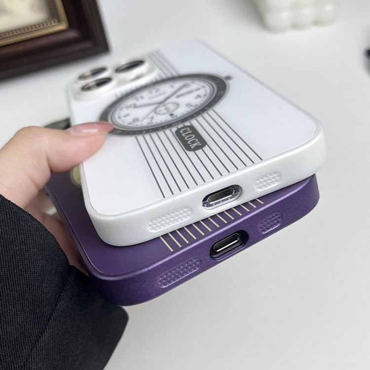 Para iPhone 15 Estuche para Teléfono con Protección de Lente Magnética con Patrón de Reloj (Púrpura) - MOVILSTORE