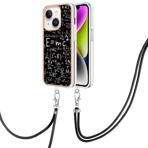 Para iPhone 15 Estuche para Teléfono Imd de Doble Cara con Galvanoplastia y Cordón (Ecuación) - MOVILSTORE