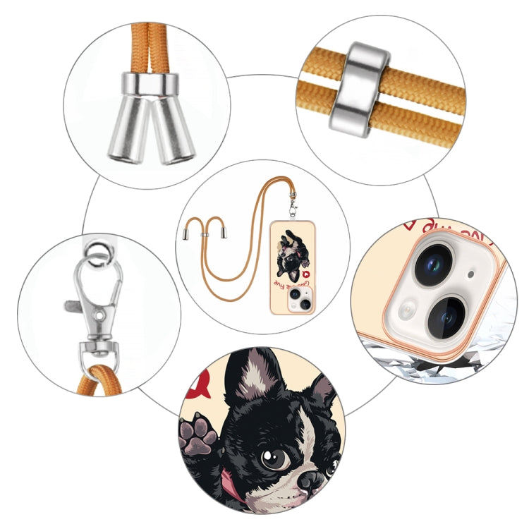 Para iPhone 15 Estuche para Teléfono Imd de Doble Cara con Galvanoplastia y Cordón (Lucky Dog) - MOVILSTORE