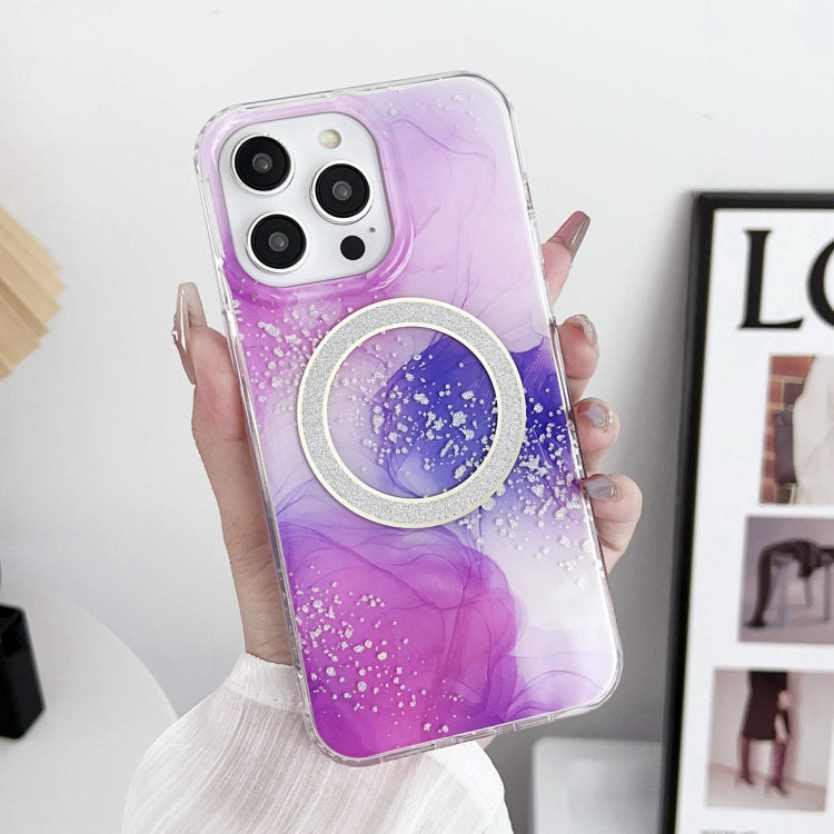 Para iPhone 15 Estuche para Teléfono Imd Marble Magsafe de Doble Cara (Púrpura Manchado) - MOVILSTORE