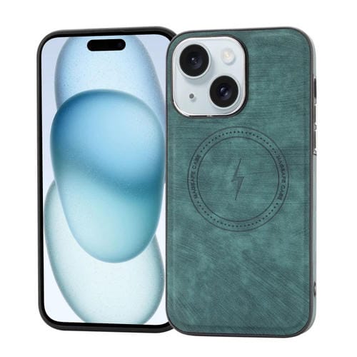 Para iPhone 15 Funda de Cuero Lateral Magsafe para Teléfono (Verde) - MOVILSTORE