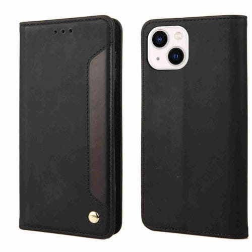 Para iPhone 15 Funda de Cuero para Teléfono con Empalme y Sensación de Piel (Negro) - MOVILSTORE