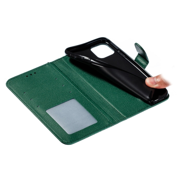 Para iPhone 15 Funda de Cuero para Teléfono con Textura Litchi con Patrón de Plumas (Verde) - MOVILSTORE
