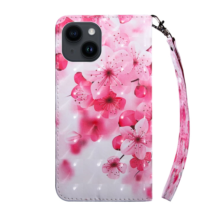 Para iPhone 15 Funda de Cuero Pintada En 3D (Flor Roja) - MOVILSTORE